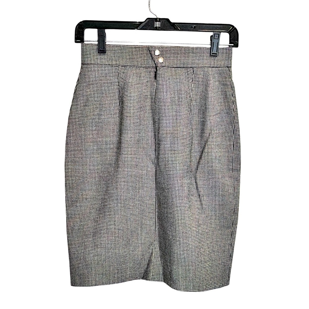 Mugler 100% Wool Houndstooth Pencil Skirt | Made in France | Designer | Size 4